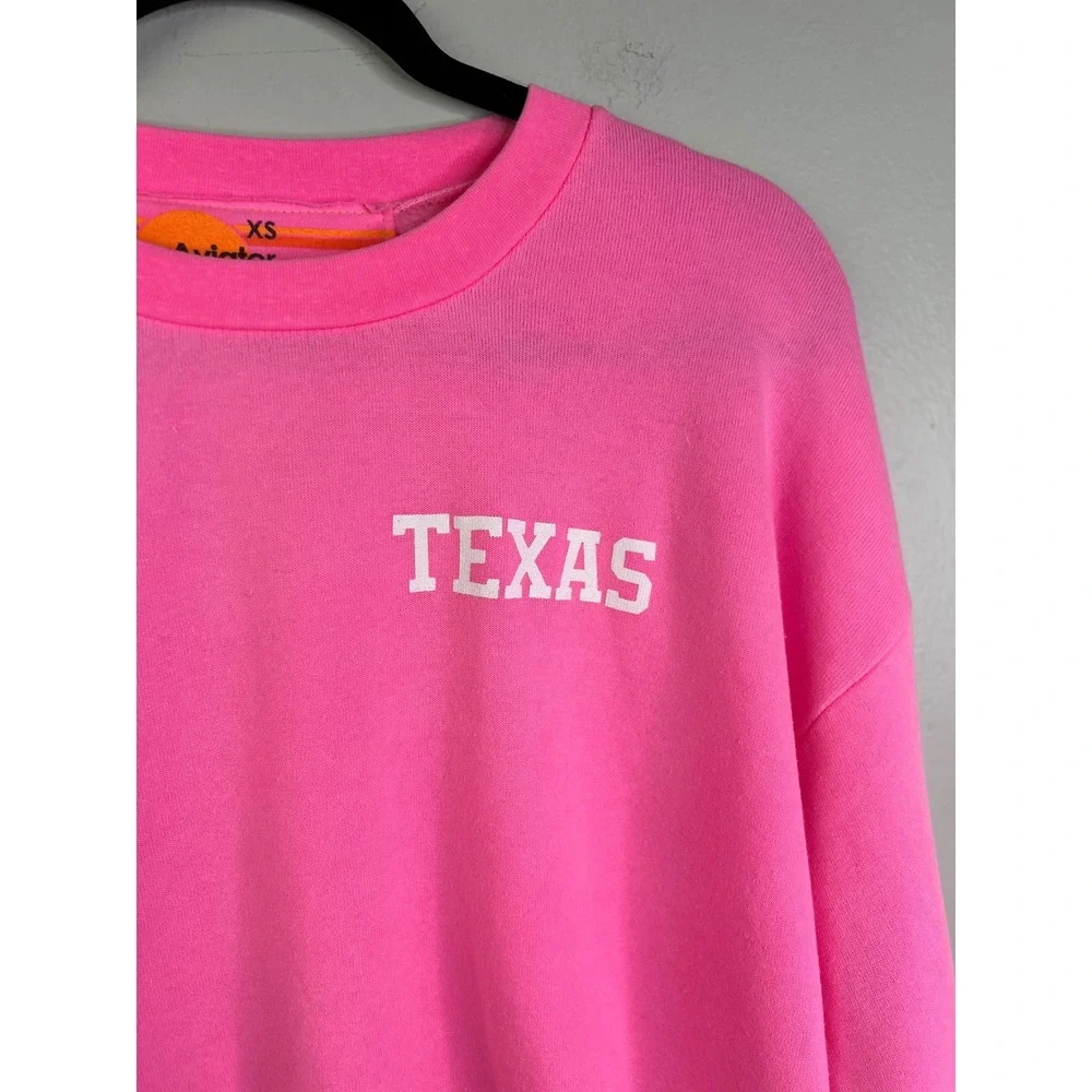 Aviator Nation University of Texas Neon Pink Rainbow Striped Sweatshirt XS Bolt - Picture 5 of 11